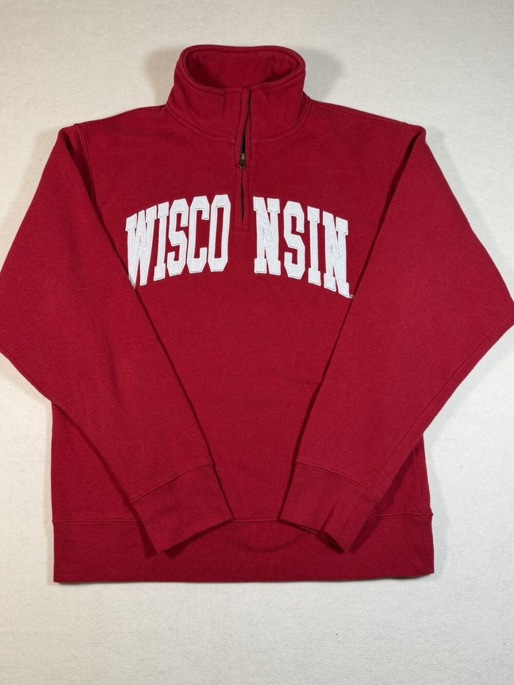 Wisconsin Badgers 1/4 Zip Sweatshirt Mens Medium Red ZooZatz Embroidered NCAA
